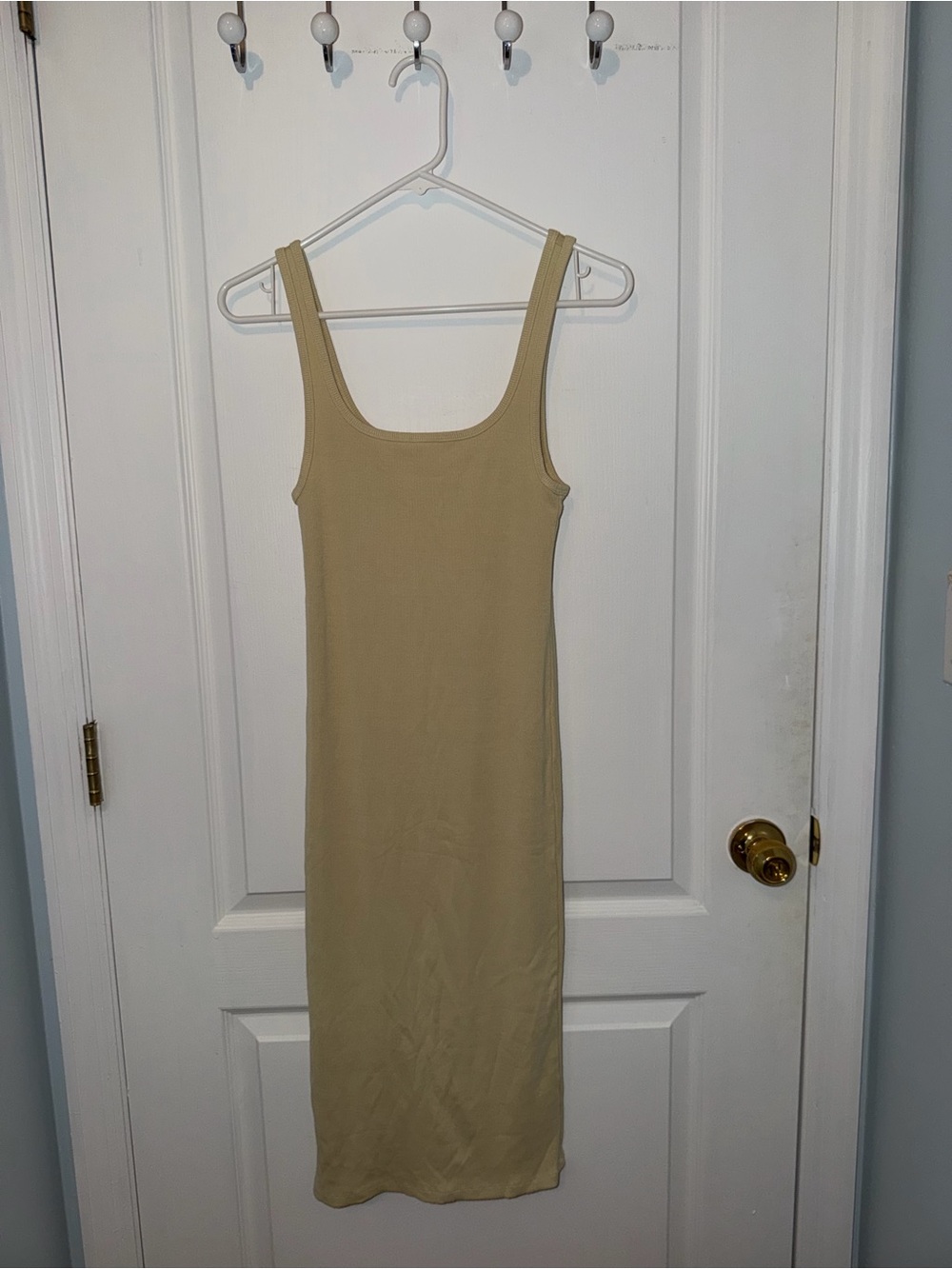 Aritzia Ribbed Tank Midi Dress in Light Yellow